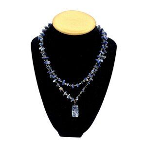 Sodalite Stone Double Strand With Necklace